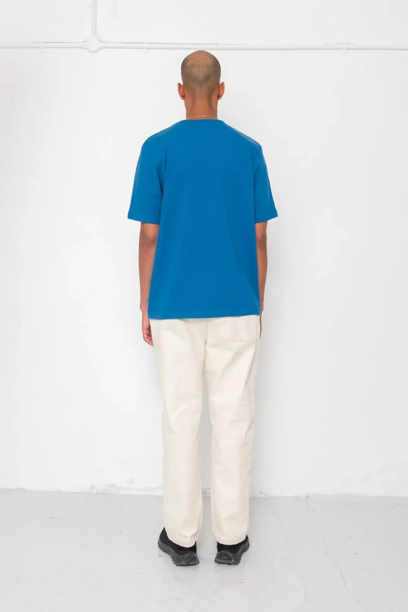 Slub Embroidered T-Shirt - Soft Blue-Folk-W2 Store