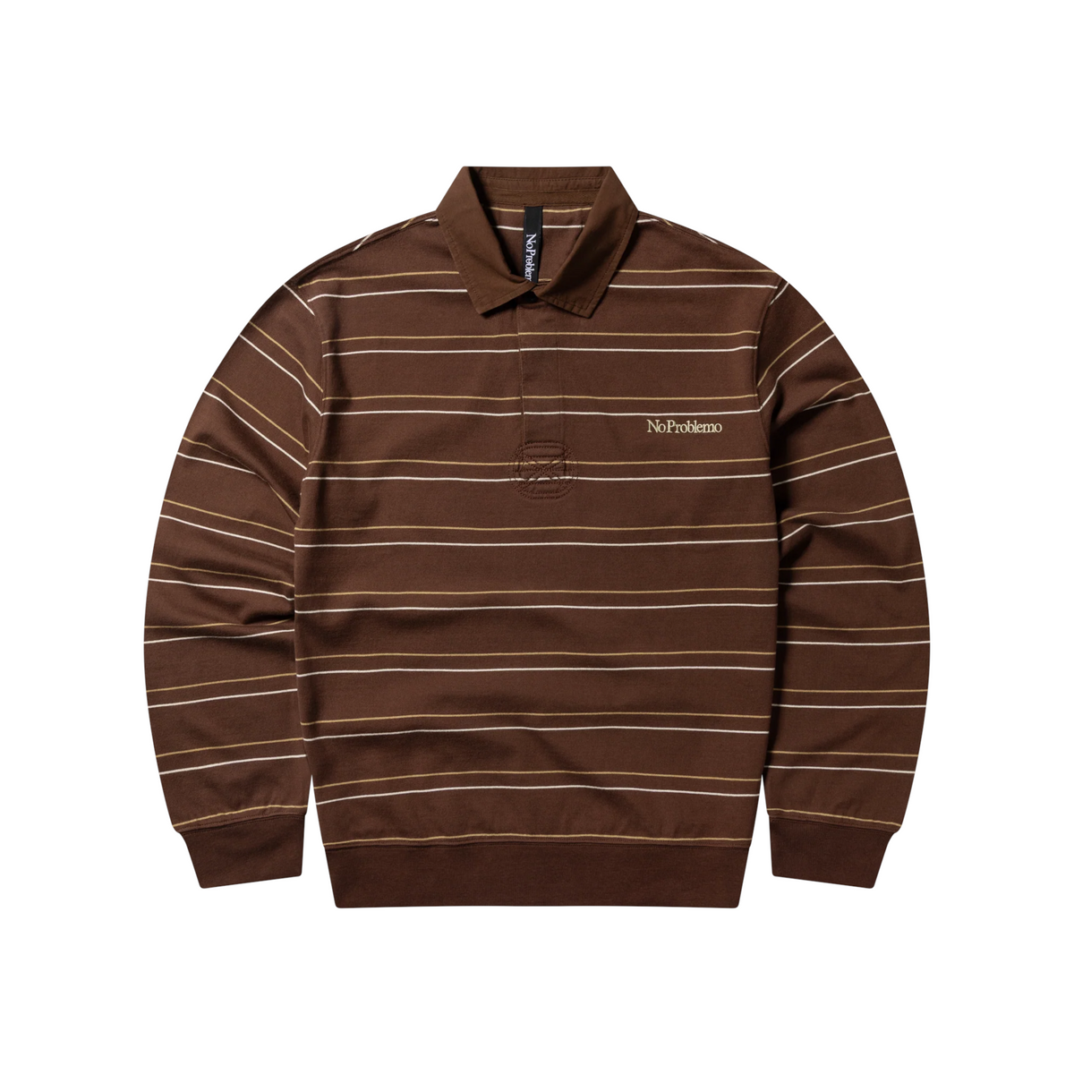 Striped Long Sleeve Rugby Shirt - Brown-No Problemo-W2 Store