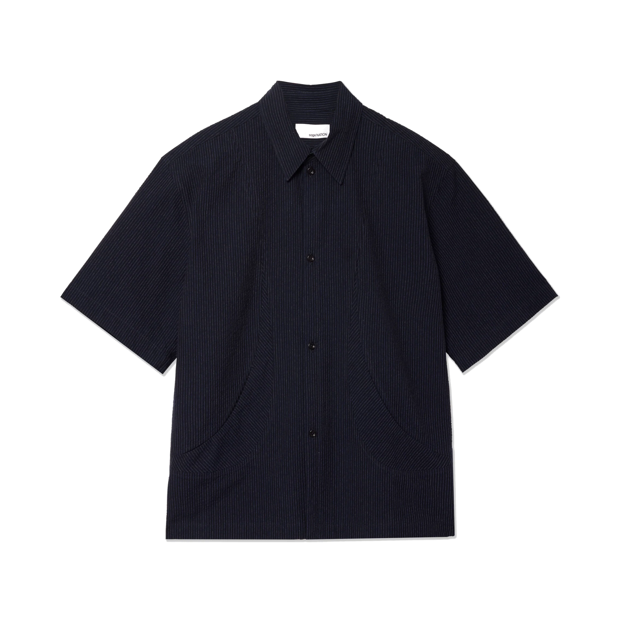 Takeshi Shirt Cotton Seersucker - Indigo Stripe-Sage Nation-W2 Store