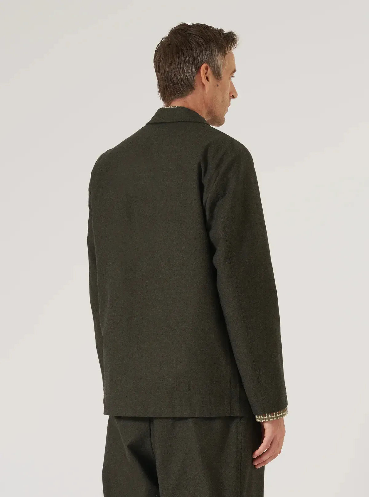 Three Button Jacket Lucca Suiting - Olive-Universal Works-W2 Store