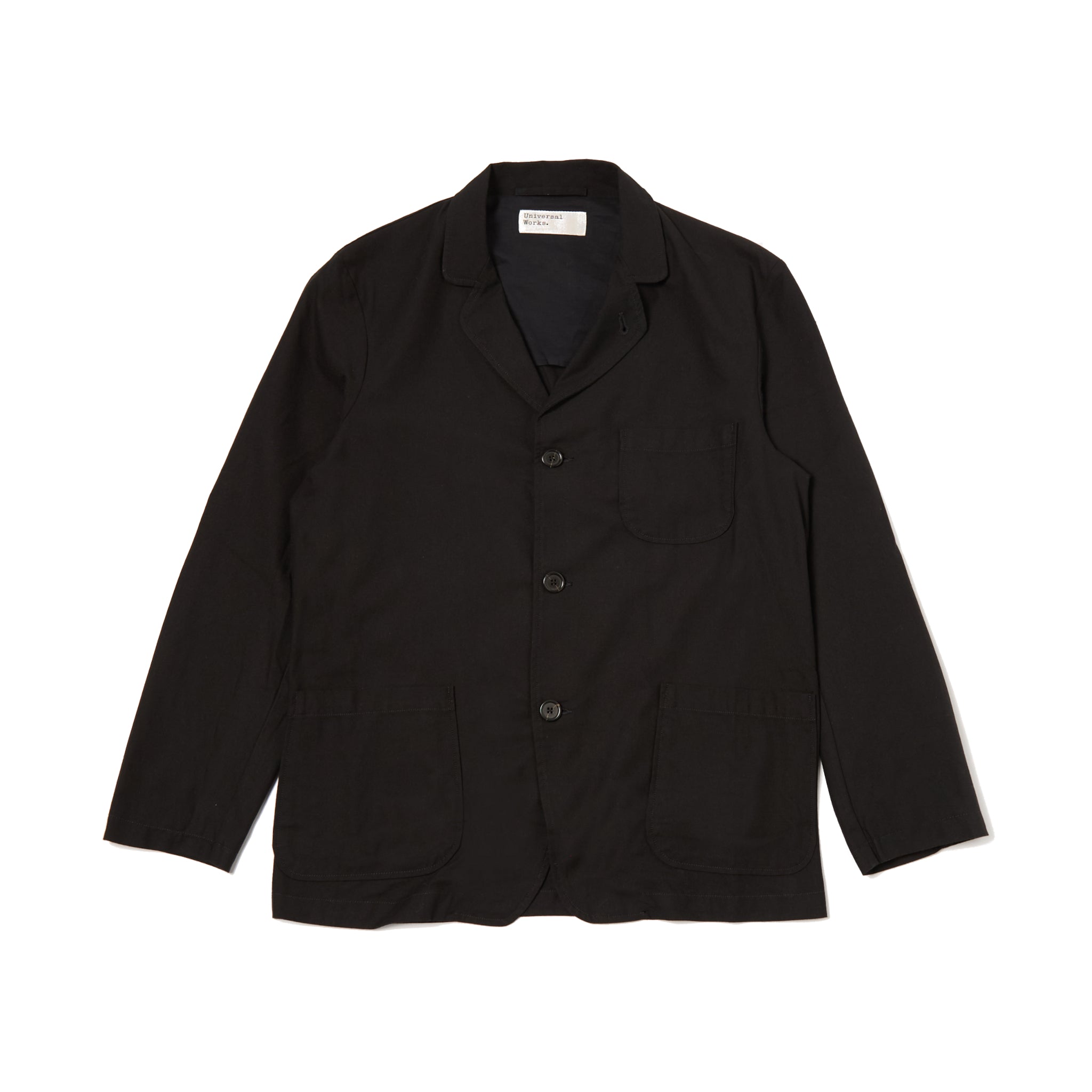 Three Button Jacket Valencia Cotton - Black-Universal Works-W2 Store