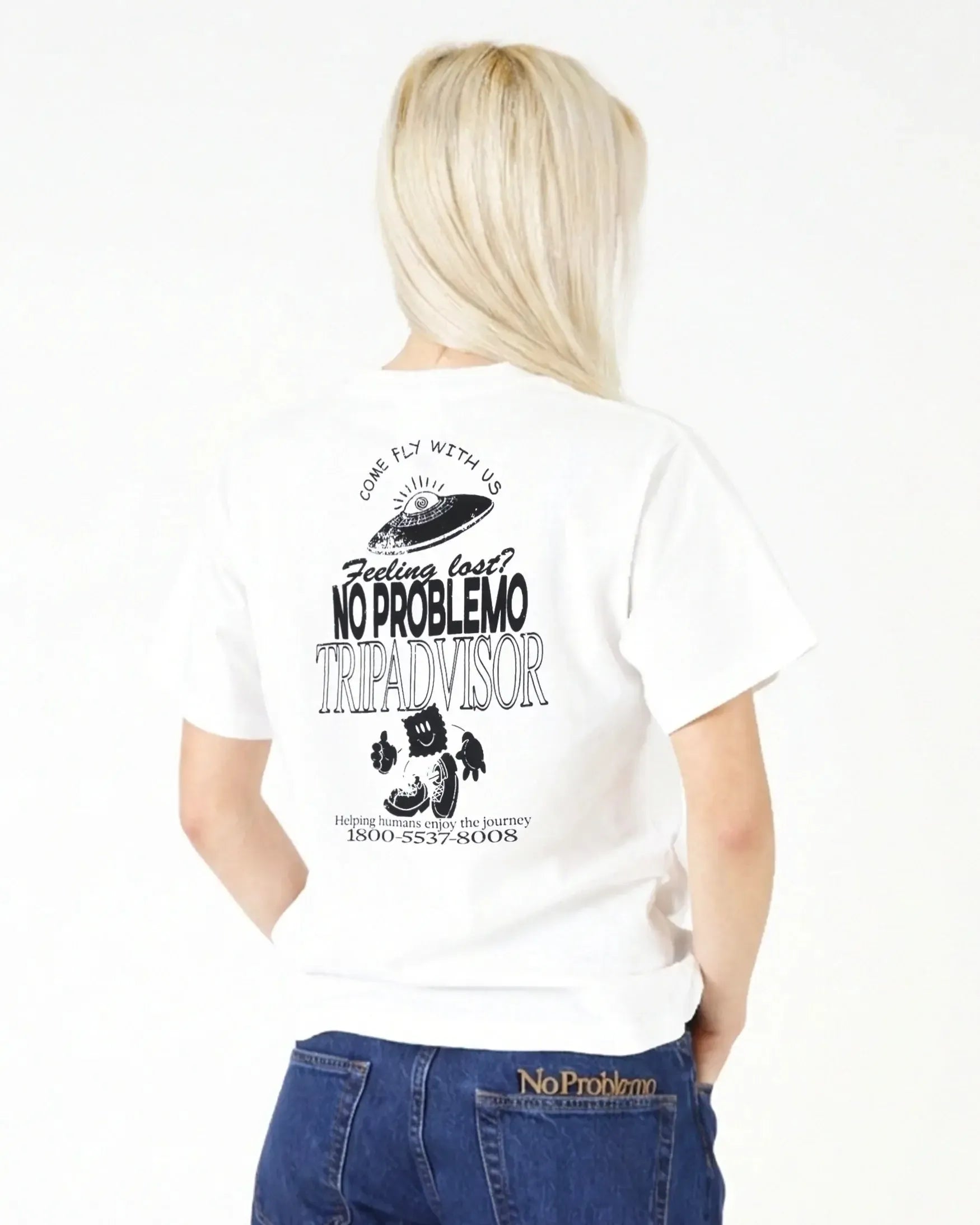 Trip Advisor Short Sleeve Tee - White-No Problemo-W2 Store