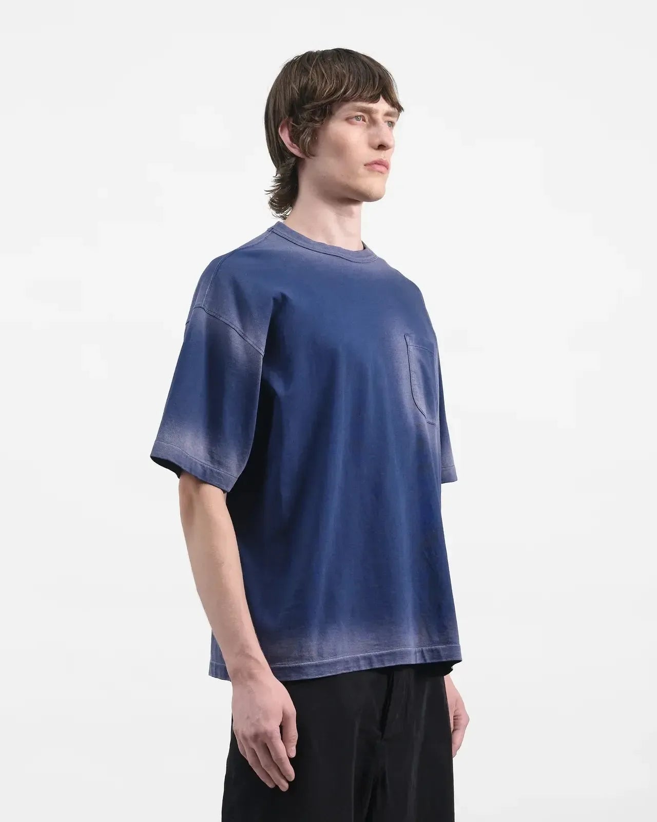 Triple Pocket T Shirt Garment Dye &amp; Localised Spray - Blue-YMC-W2 Store