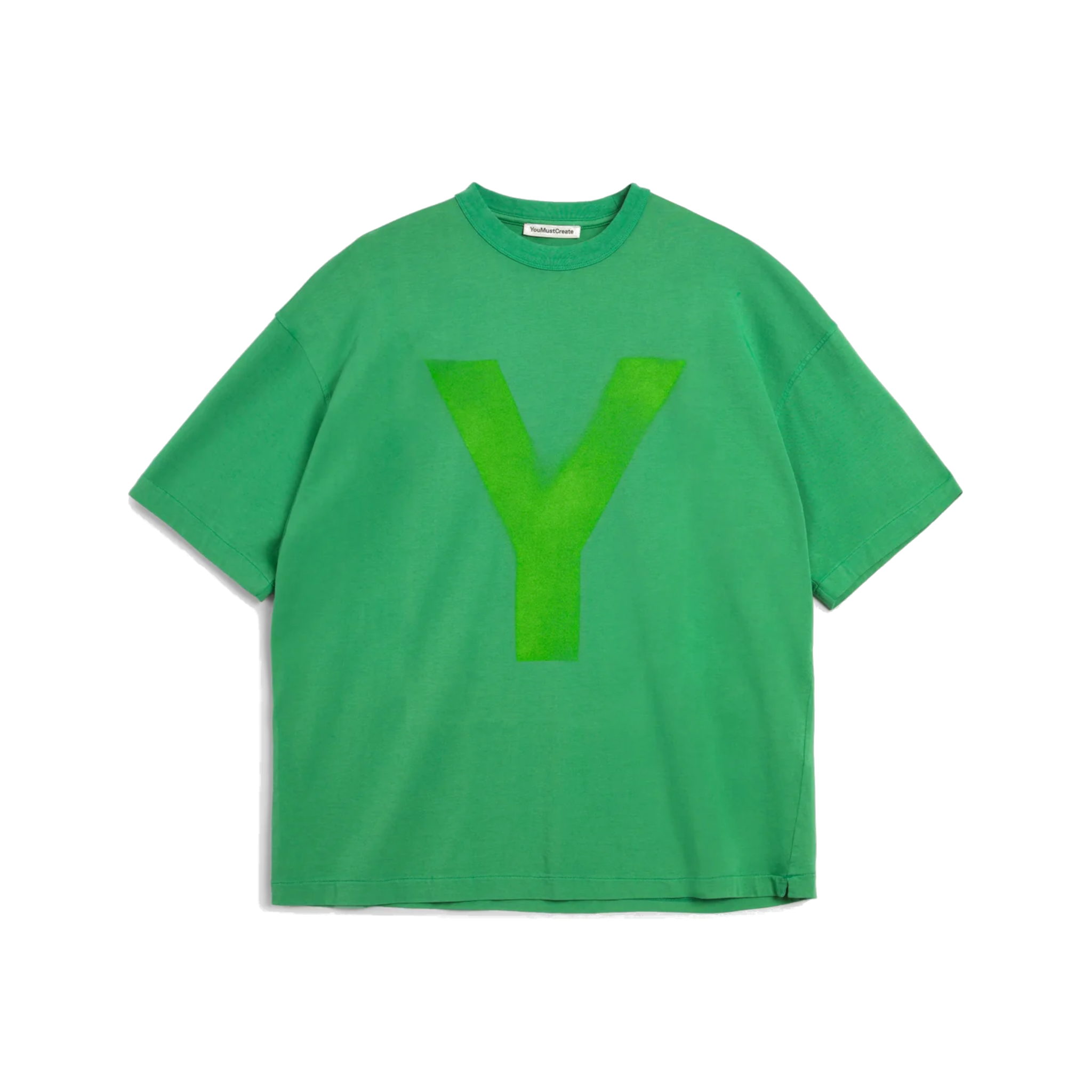 Triple Y Print T Shirt Garment Dye & Localised Spray - Green-YMC-W2 Store