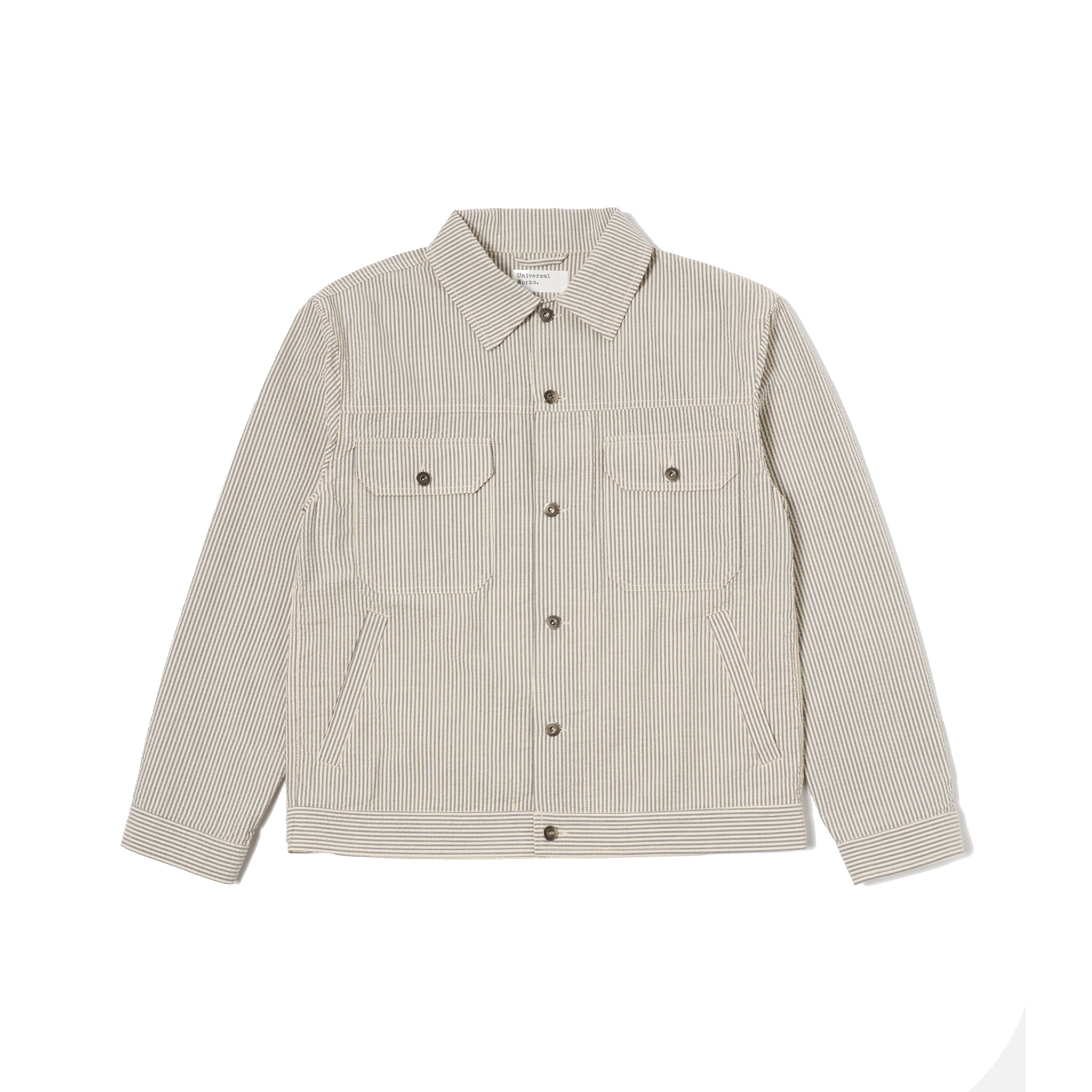Trucker Jacket Derby Stripe - Grey-Universal Works-W2 Store