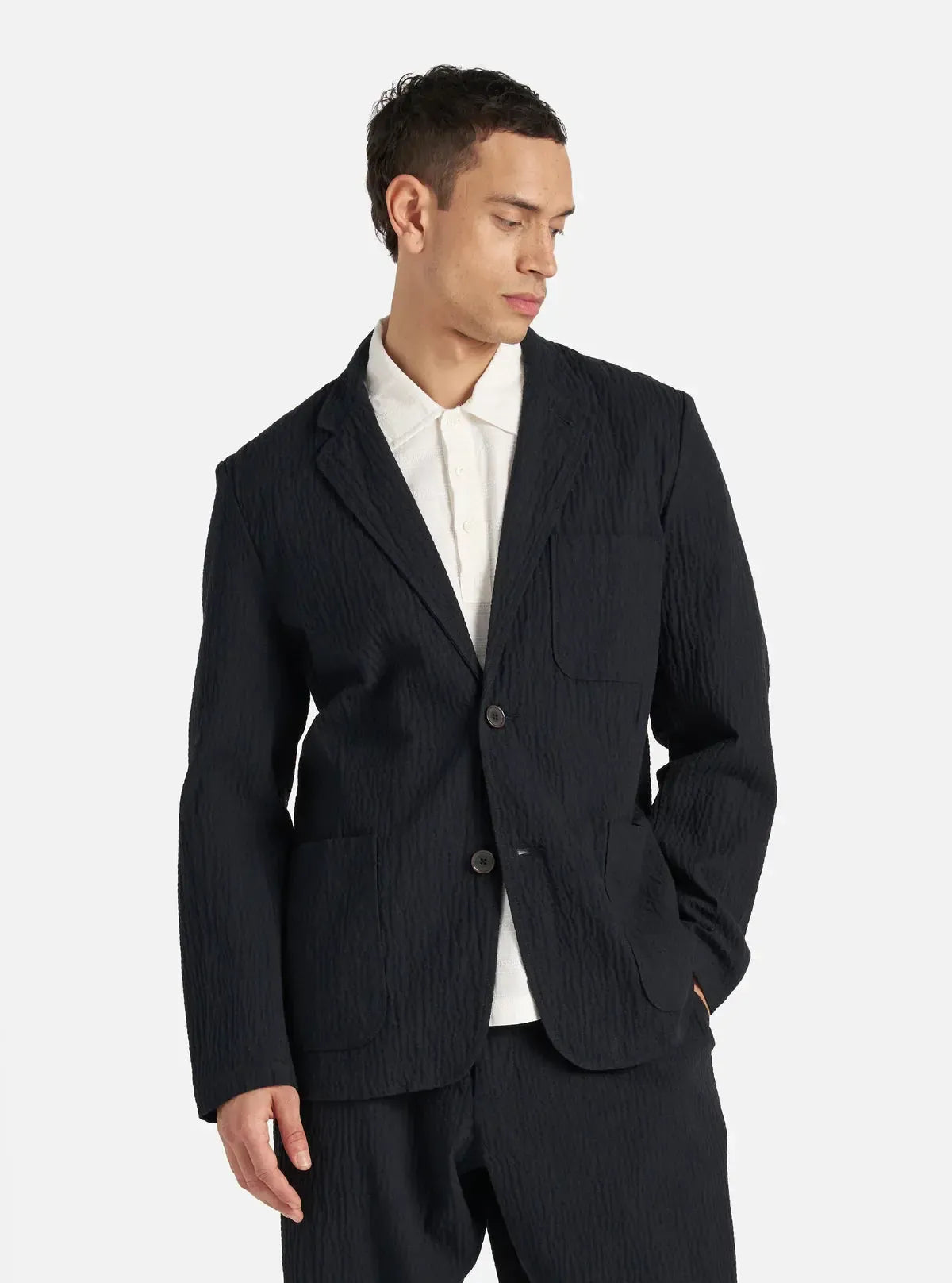 Two Button Jacket Ospina Cotton - Dark Navy-Universal Works-W2 Store