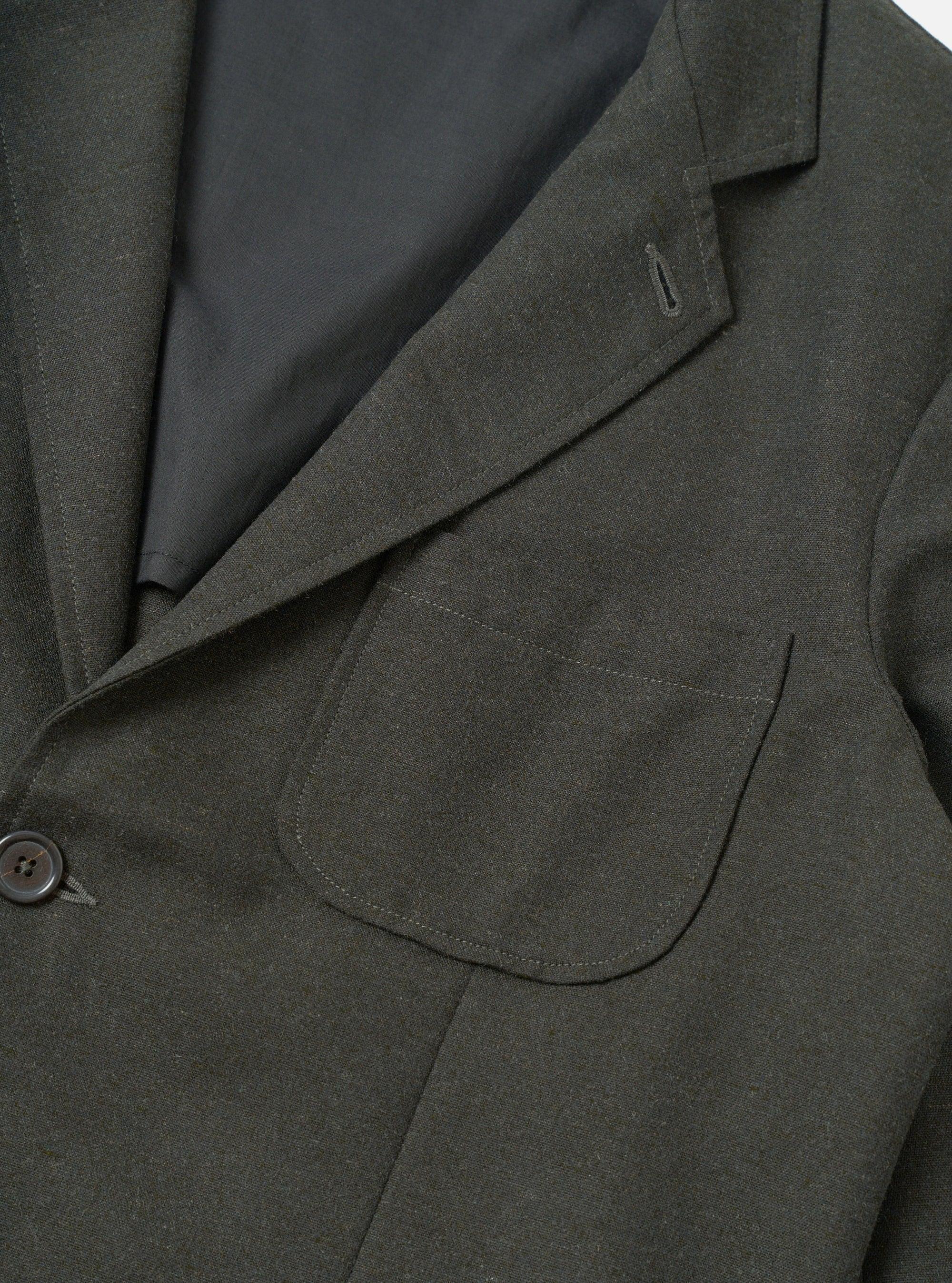Two Button Jacket Recycled Italian Tweed - Olive-Universal Works-W2 Store
