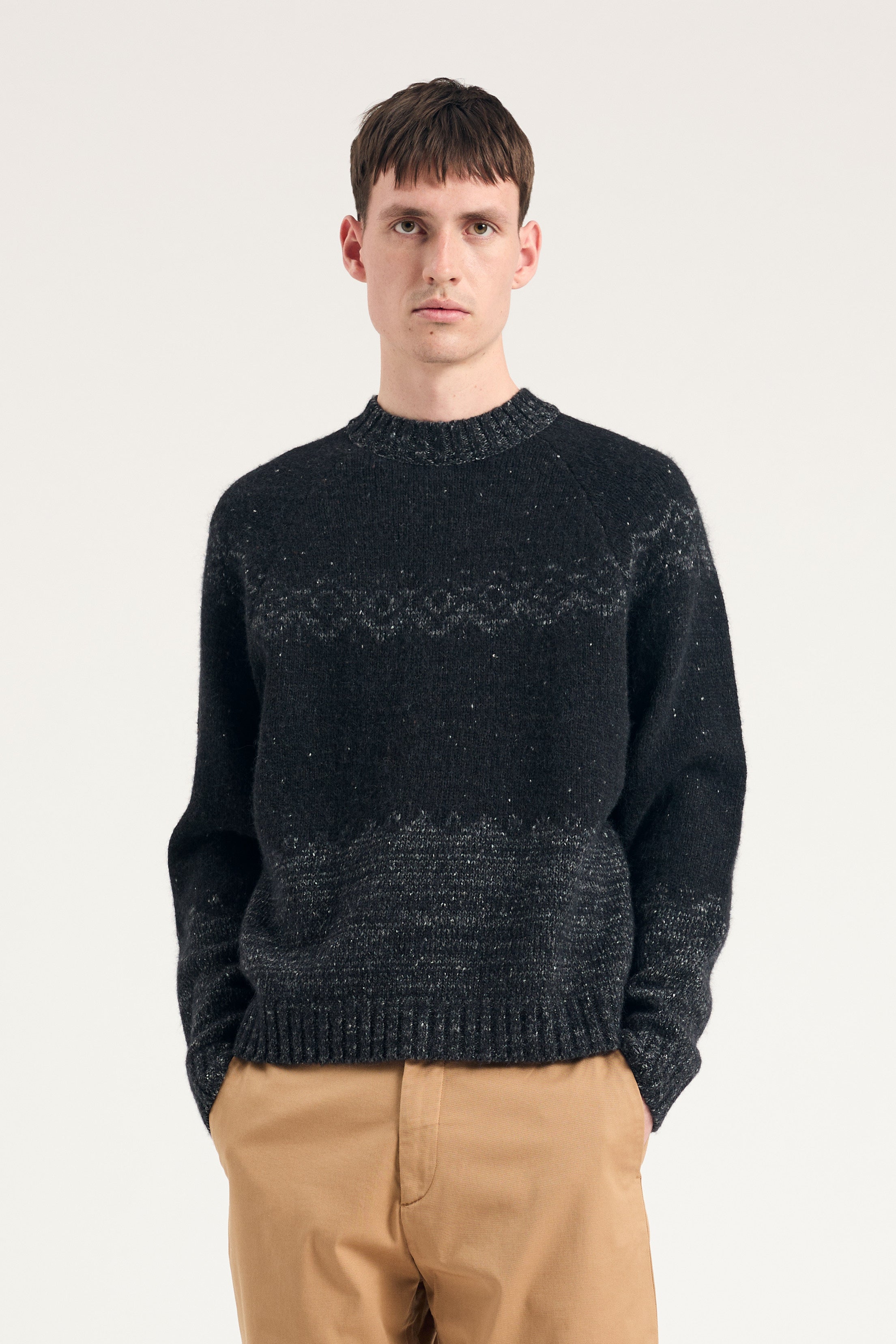 Ulf Fairisle Sweater - Dark Grey Melange-Norse Projects-W2 Store