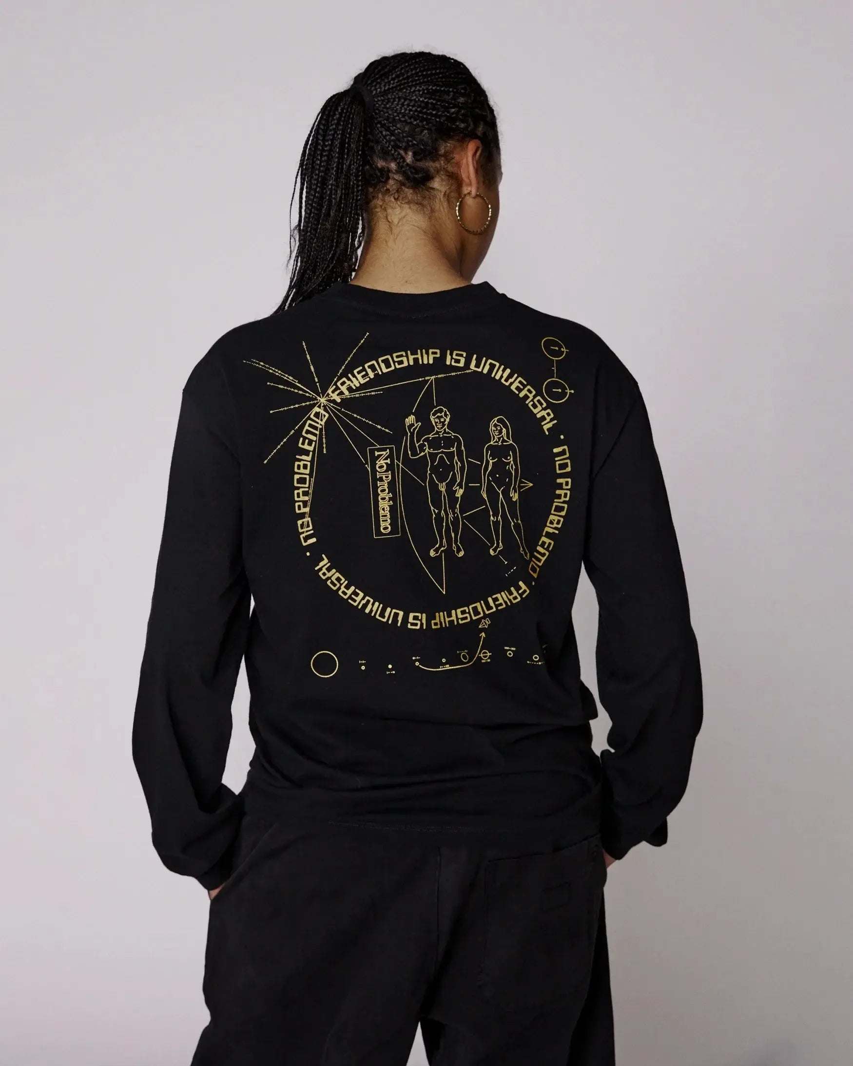Universal Friendship Long Sleeve T-Shirt - Black-No Problemo-W2 Store
