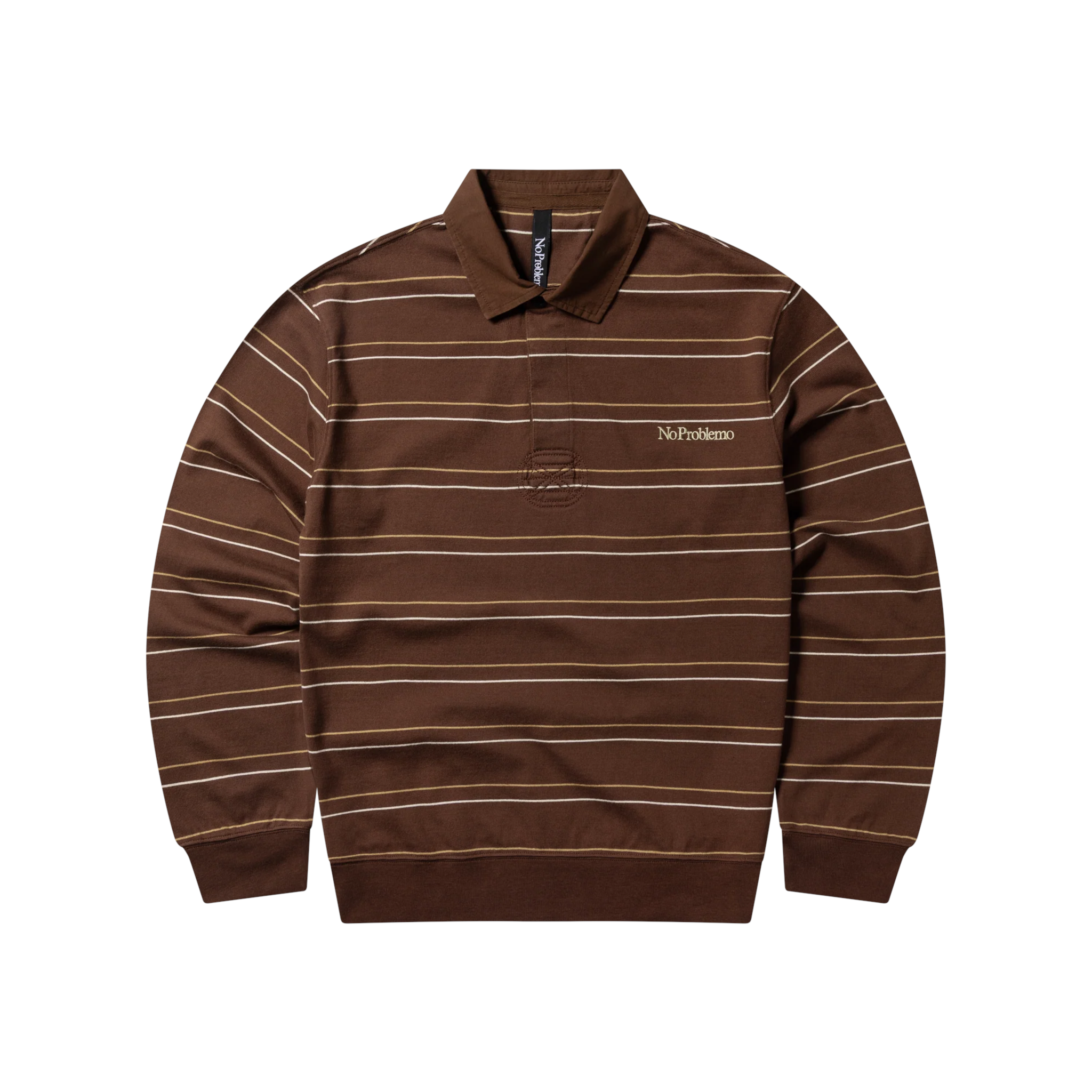 Striped Long Sleeve Rugby Shirt - Brown