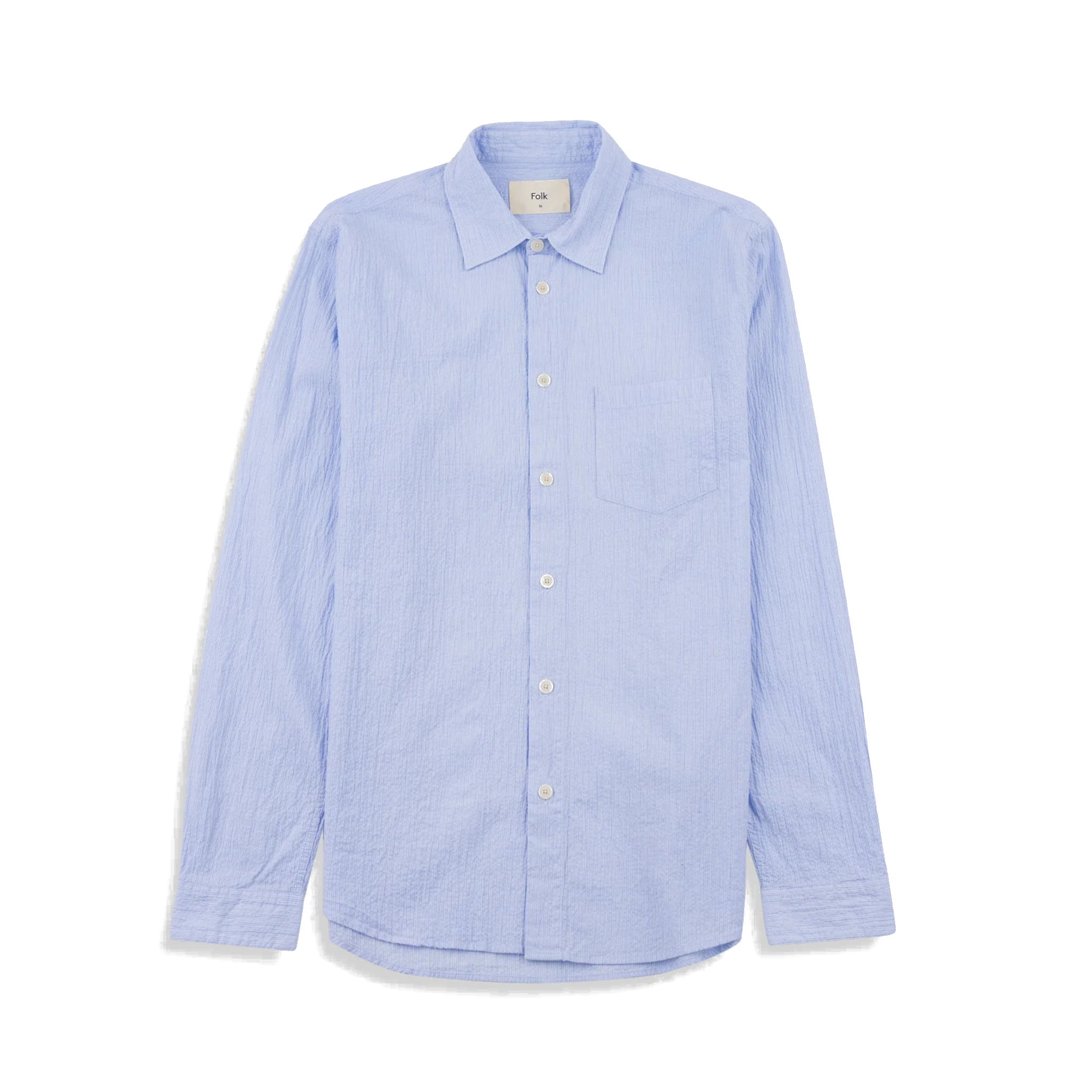 Relaxed Fit Shirt - Blue Crinkle Fine Stripe