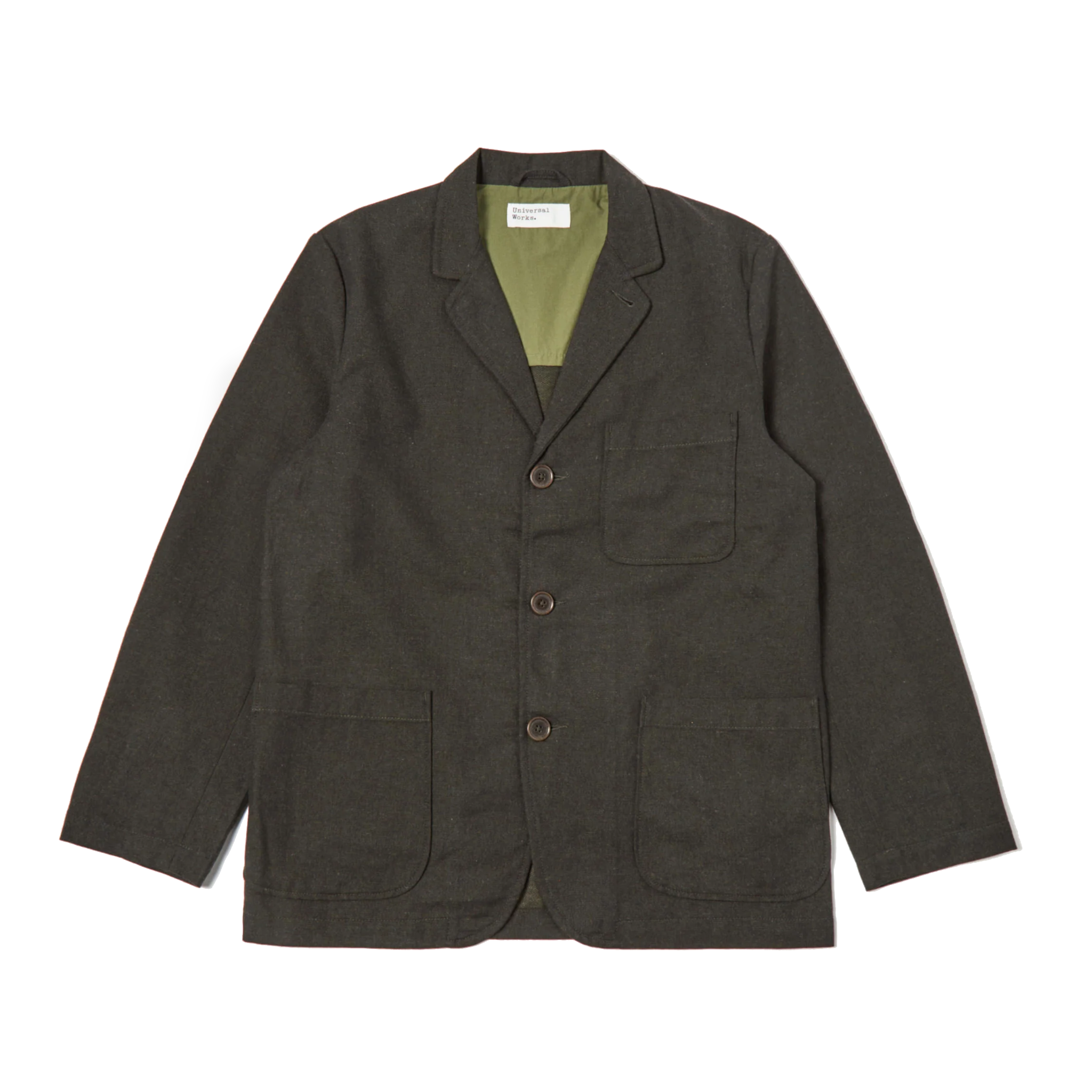 Upcycled Tweed Three Button Jacket - Olive-Universal Works-W2 Store
