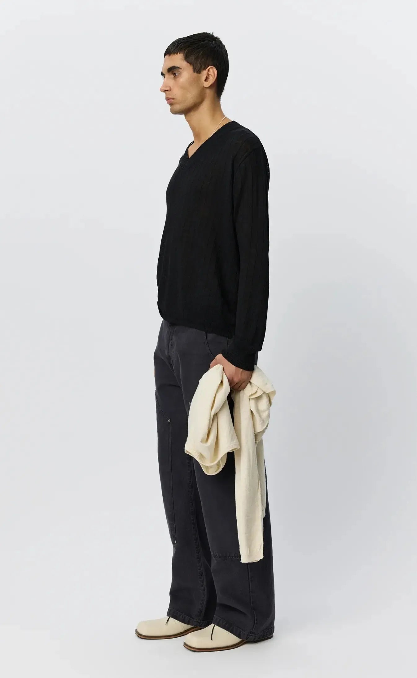 V-Neck Pullover - Black Rib-mfpen-W2 Store