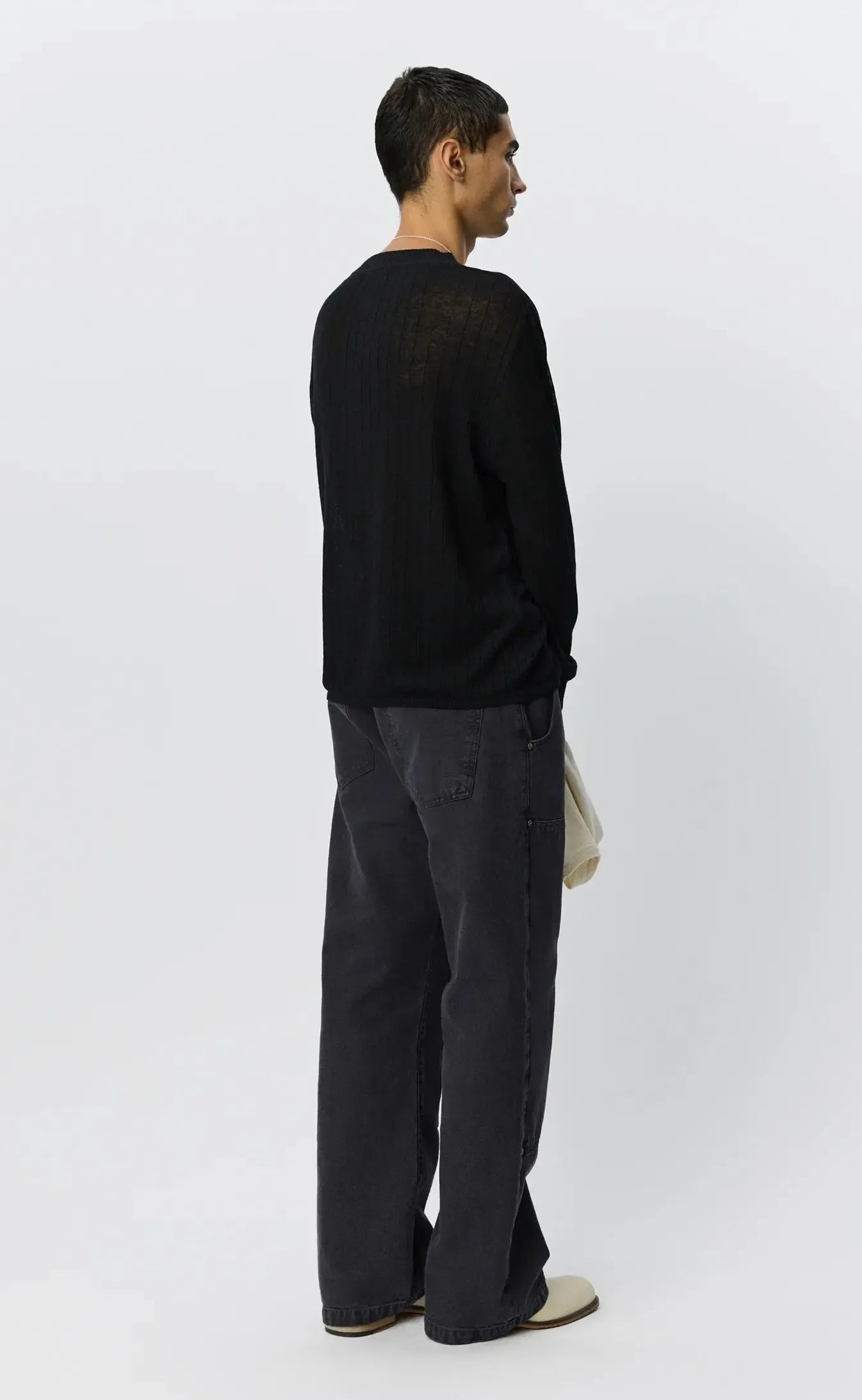 V-Neck Pullover - Black Rib-mfpen-W2 Store