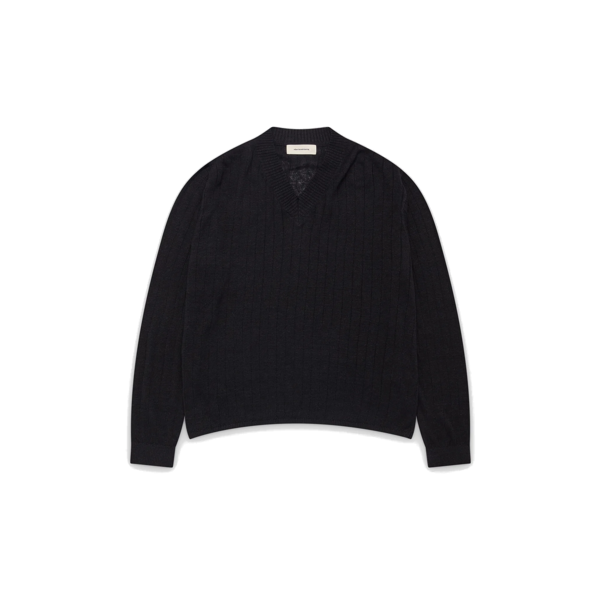 V-Neck Pullover - Black Rib-mfpen-W2 Store