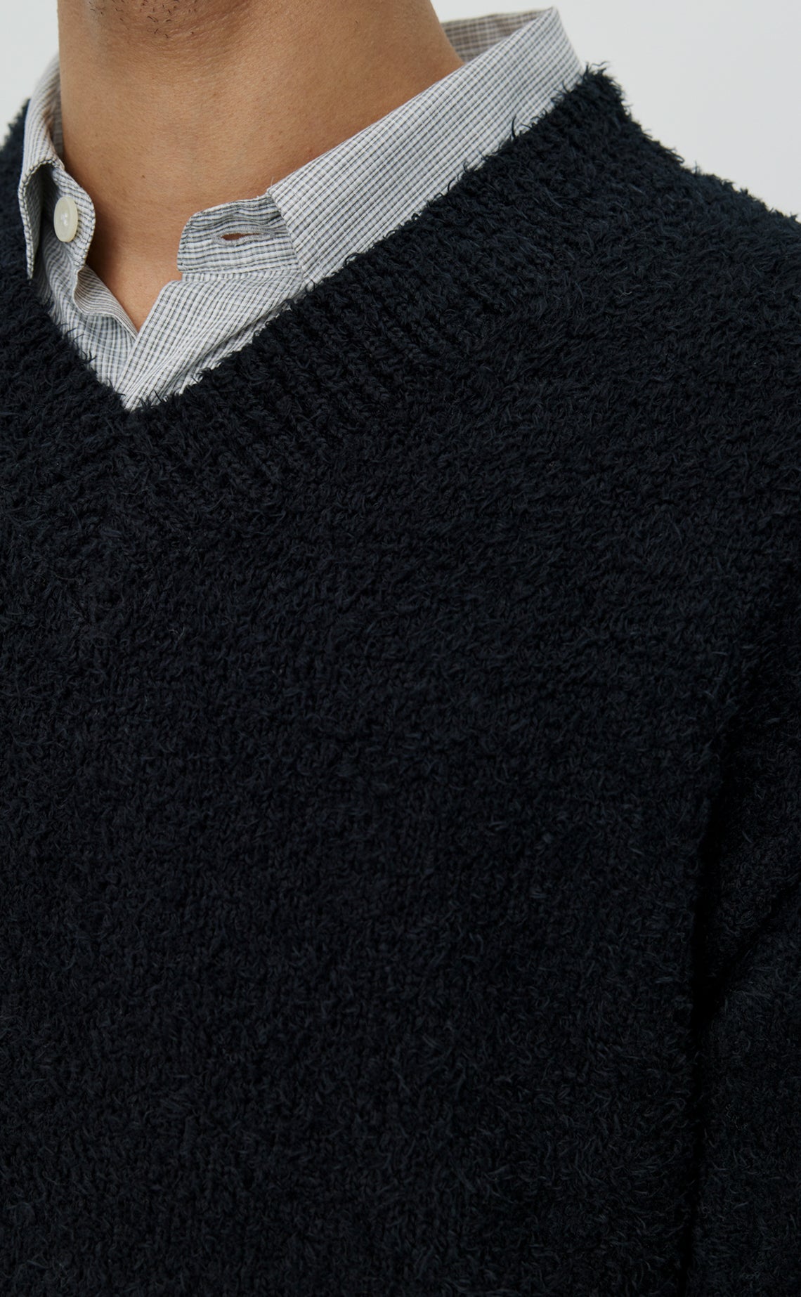 V-Neck Sweater Furry Black-mfpen-W2 Store