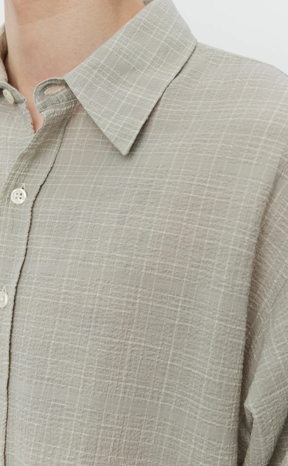 Vacation Shirt - Chalk Seersucker Check