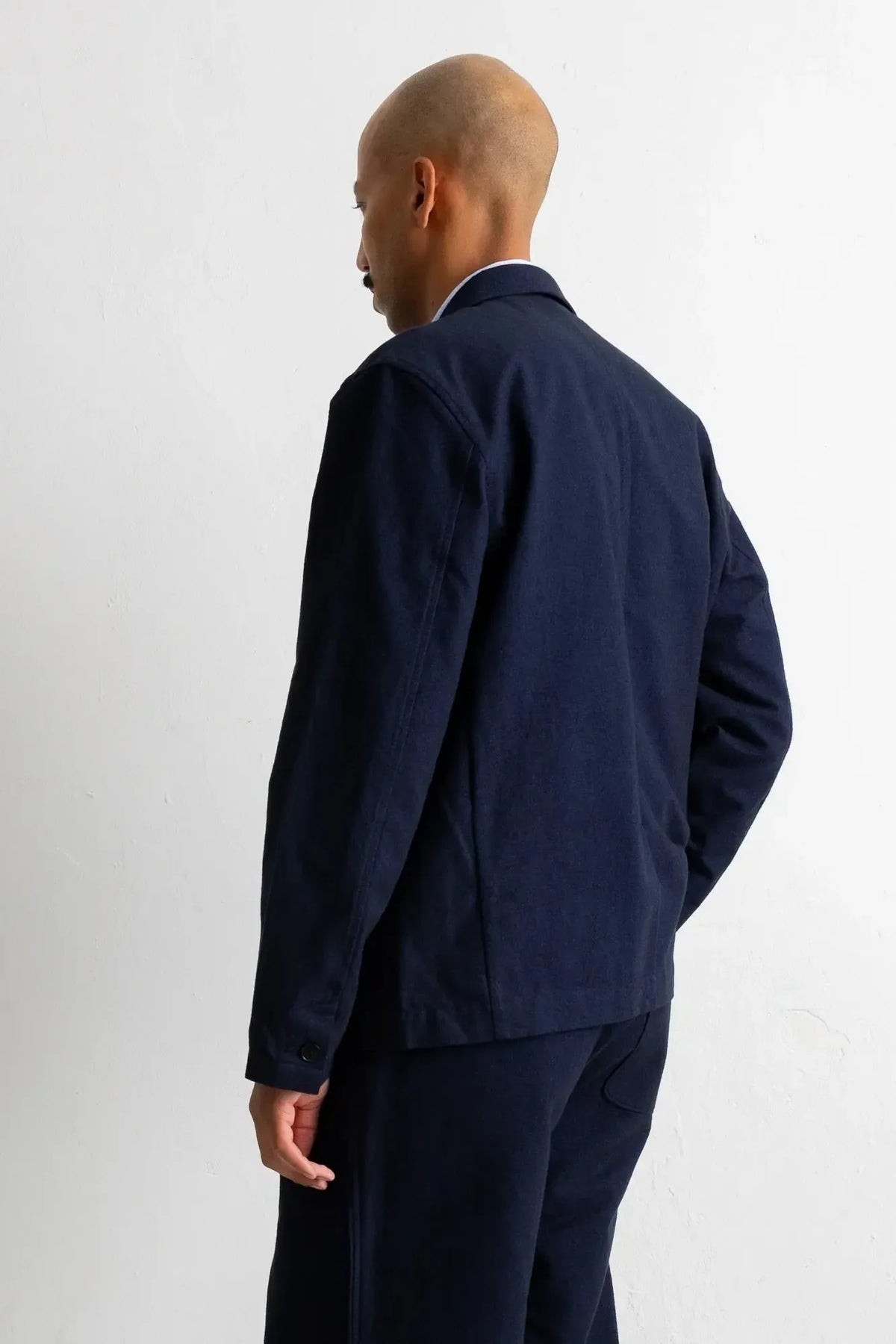Wide Fit Blazer - Navy Lightweight Moleskin-Folk-W2 Store