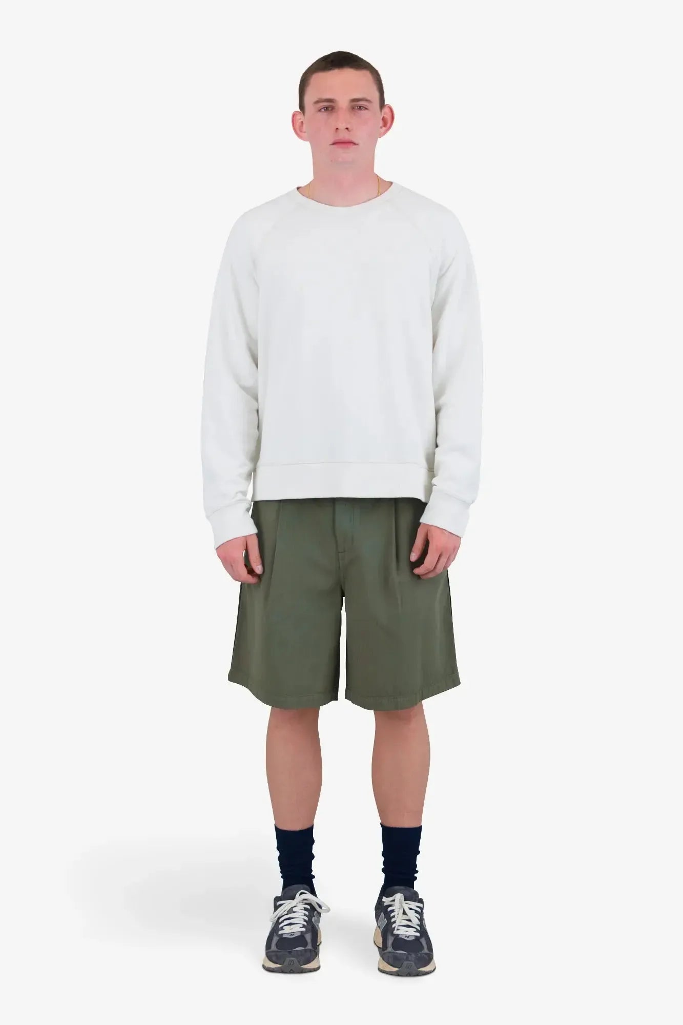 Wide Fit Short - Dark Sage Herringbone-Folk-W2 Store