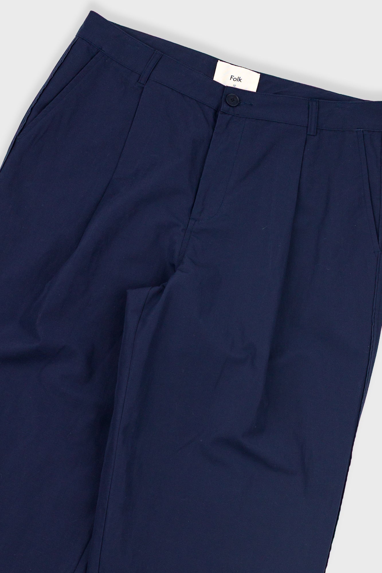 Wide Fit Trouser - Navy Tech Slub-Folk-W2 Store