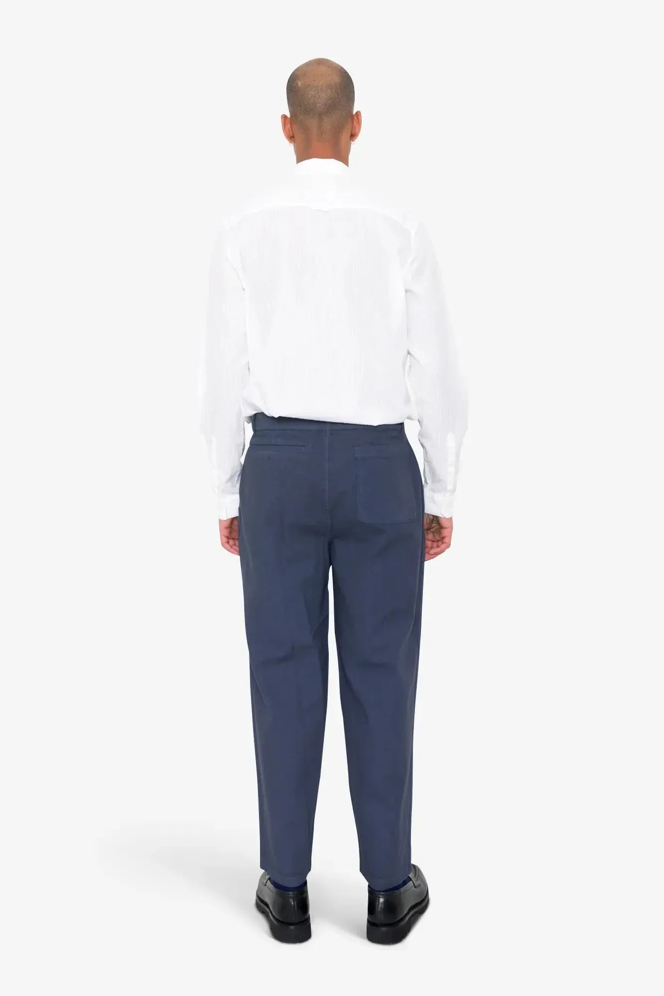 Wide Fit Trouser - Soft Navy Herringbone-Folk-W2 Store