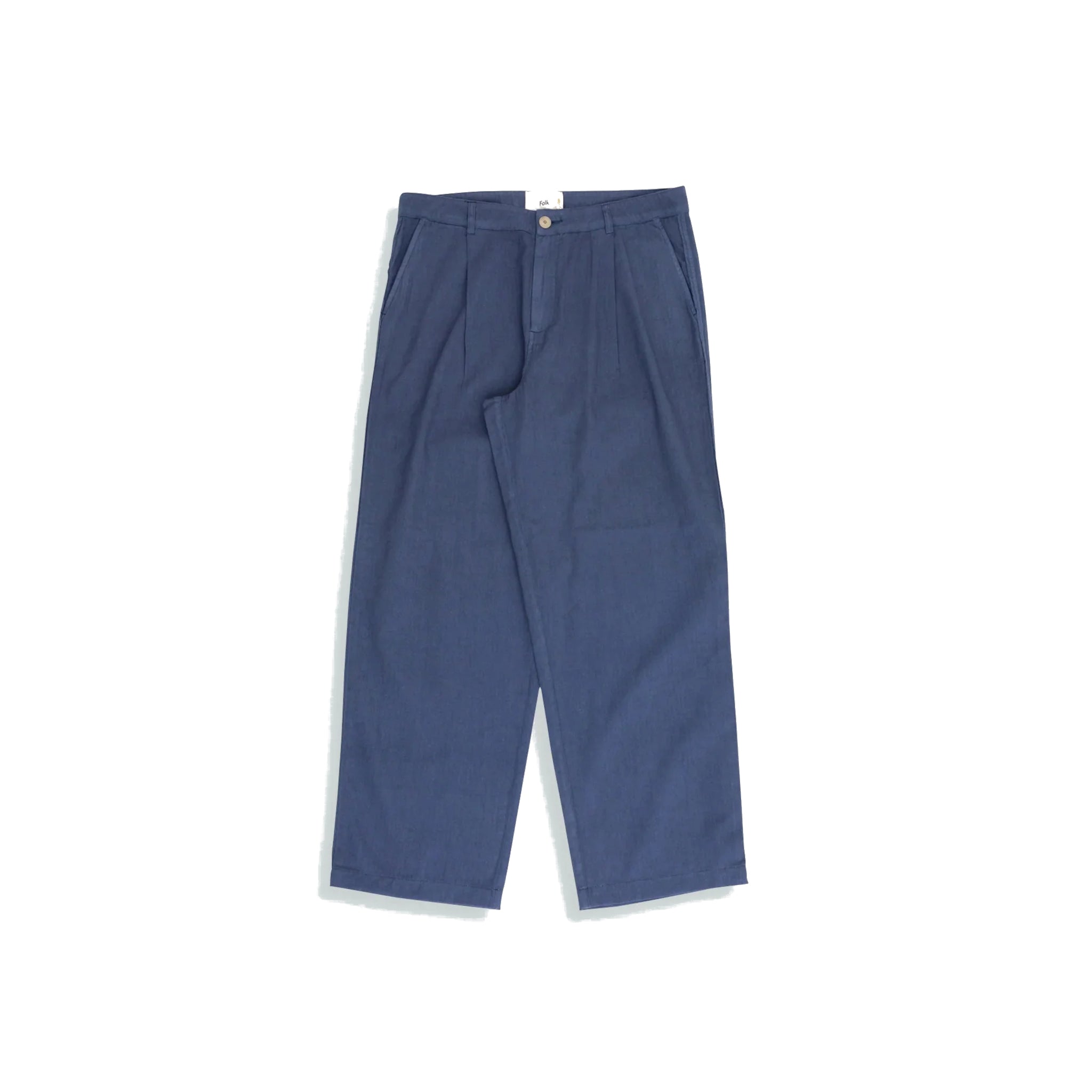 Wide Fit Trouser - Soft Navy Herringbone-Folk-W2 Store