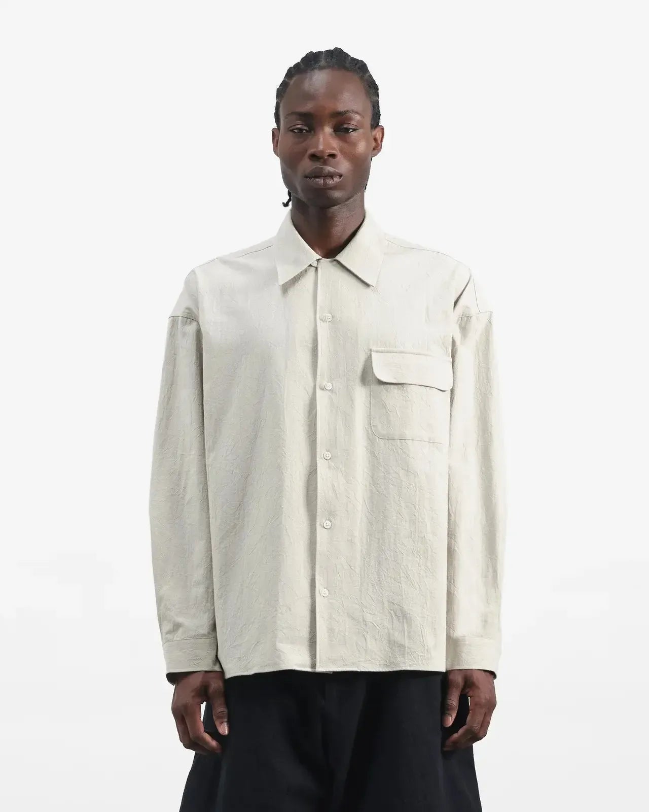 Wray Shirt Japanese Crinkle Shirting - Stone-YMC-W2 Store