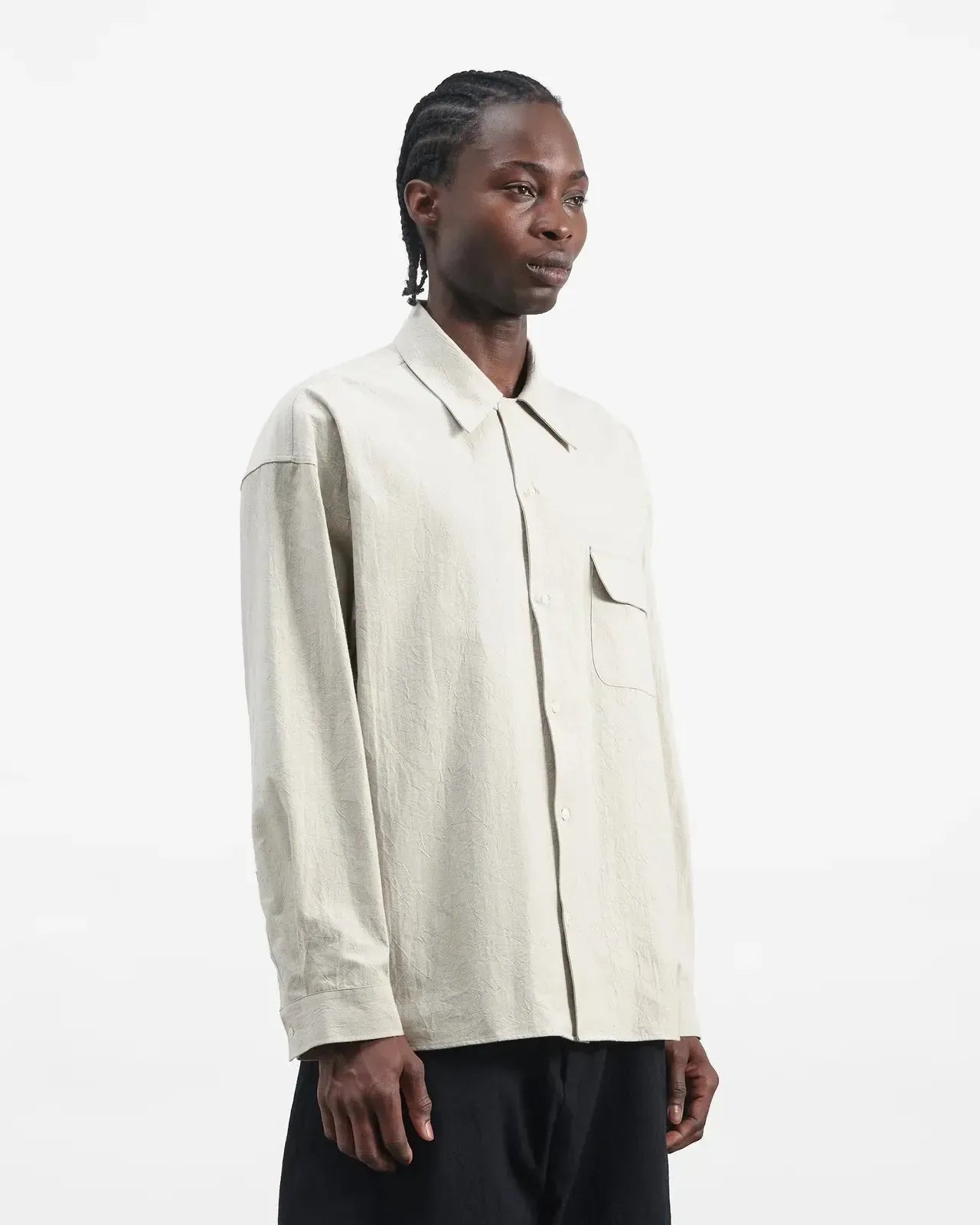 Wray Shirt Japanese Crinkle Shirting - Stone-YMC-W2 Store