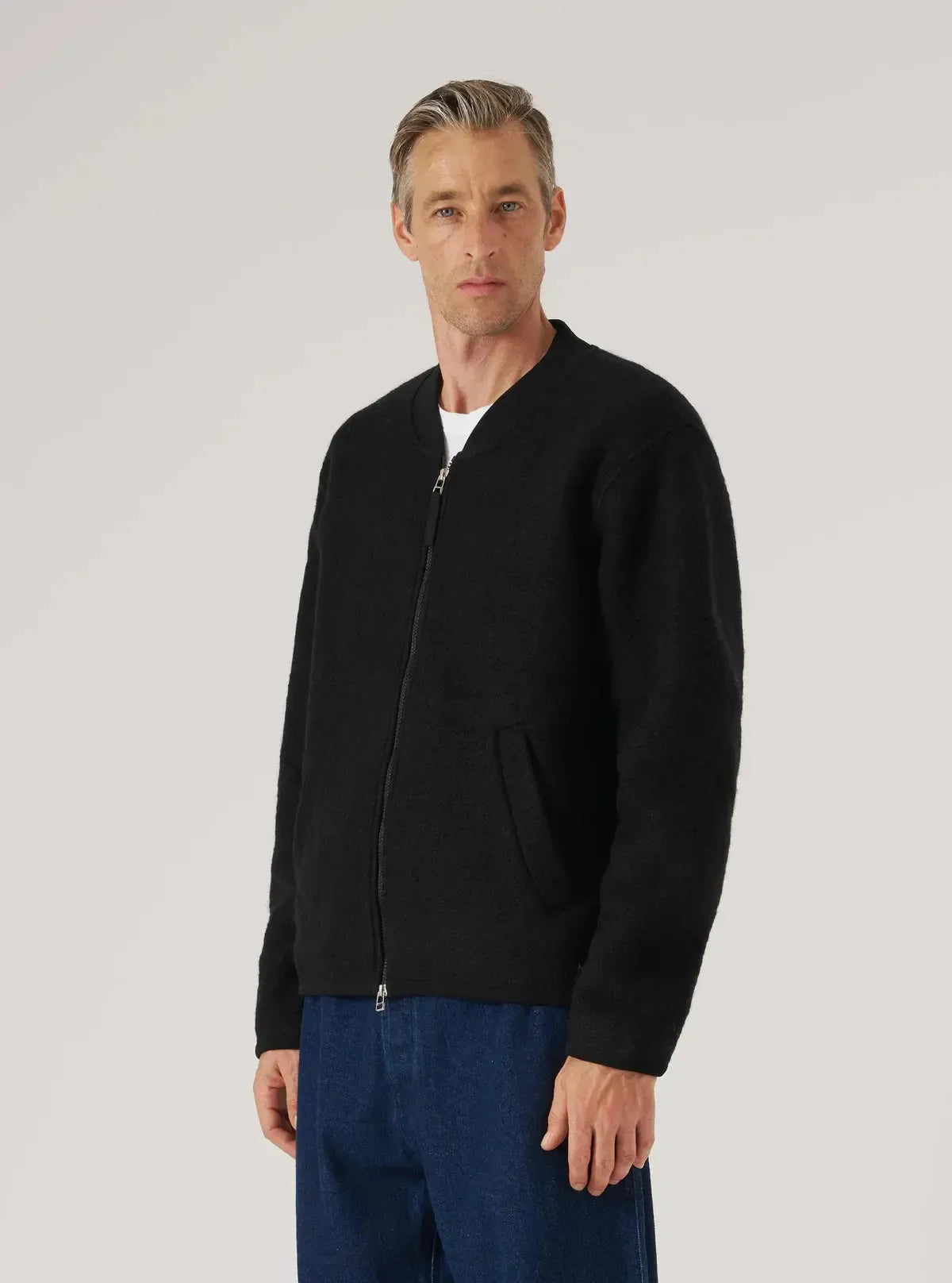 Zip Bomber Wool Fleece - Black-Universal Works-W2 Store