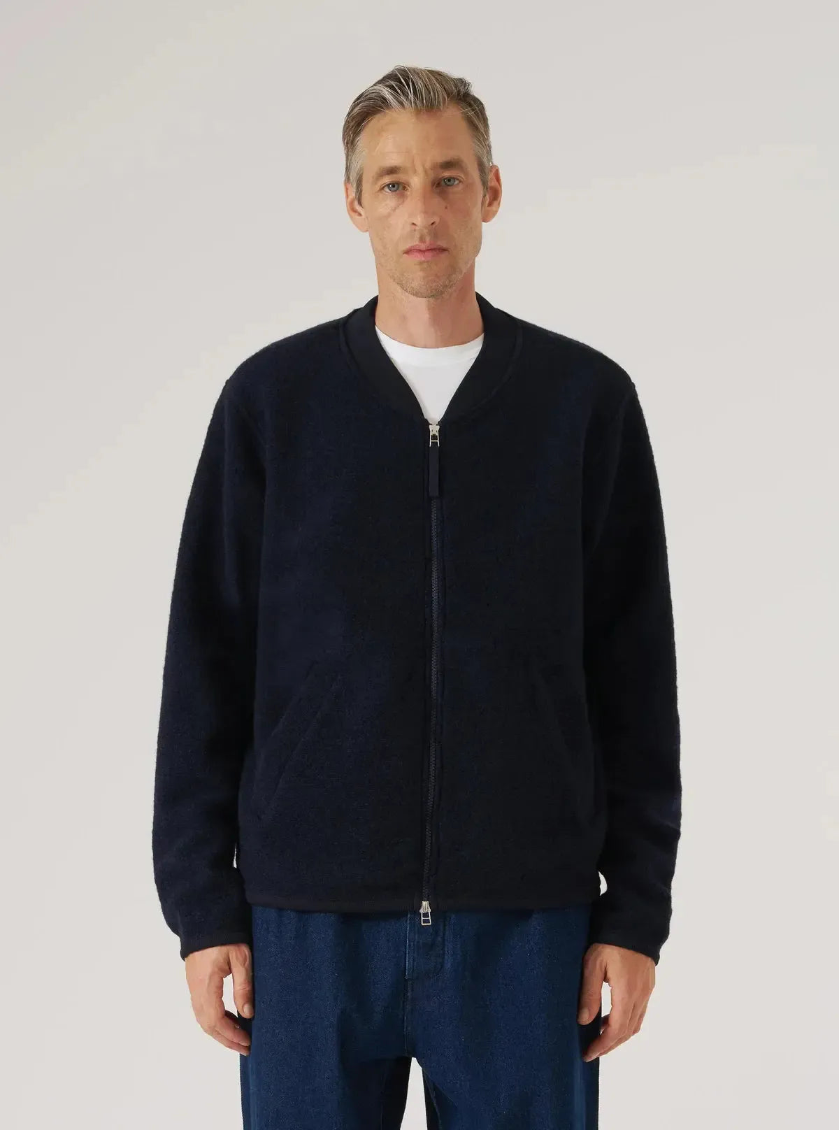 Zip Bomber Wool Fleece - Navy-Universal Works-W2 Store