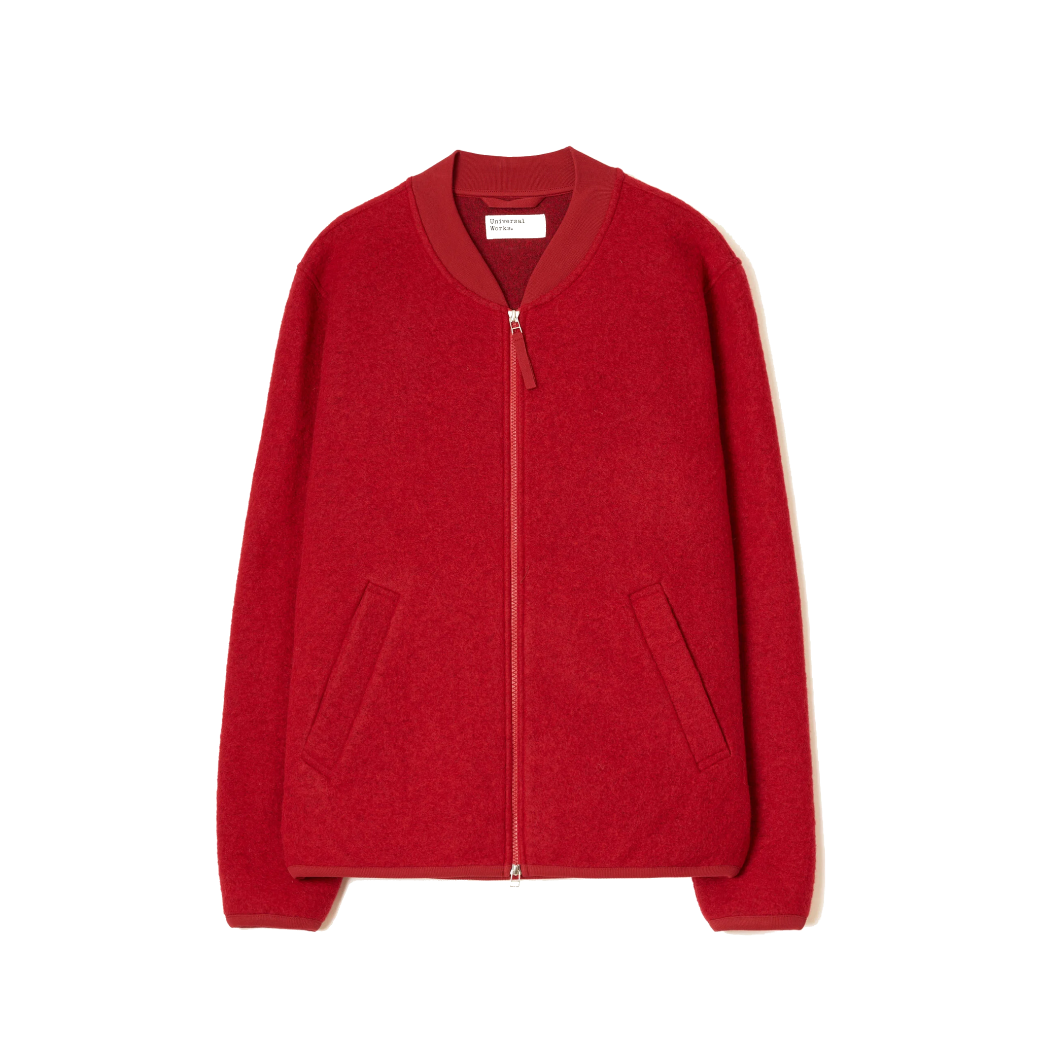 Zip Bomber Wool Fleece - Scarlet-Universal Works-W2 Store