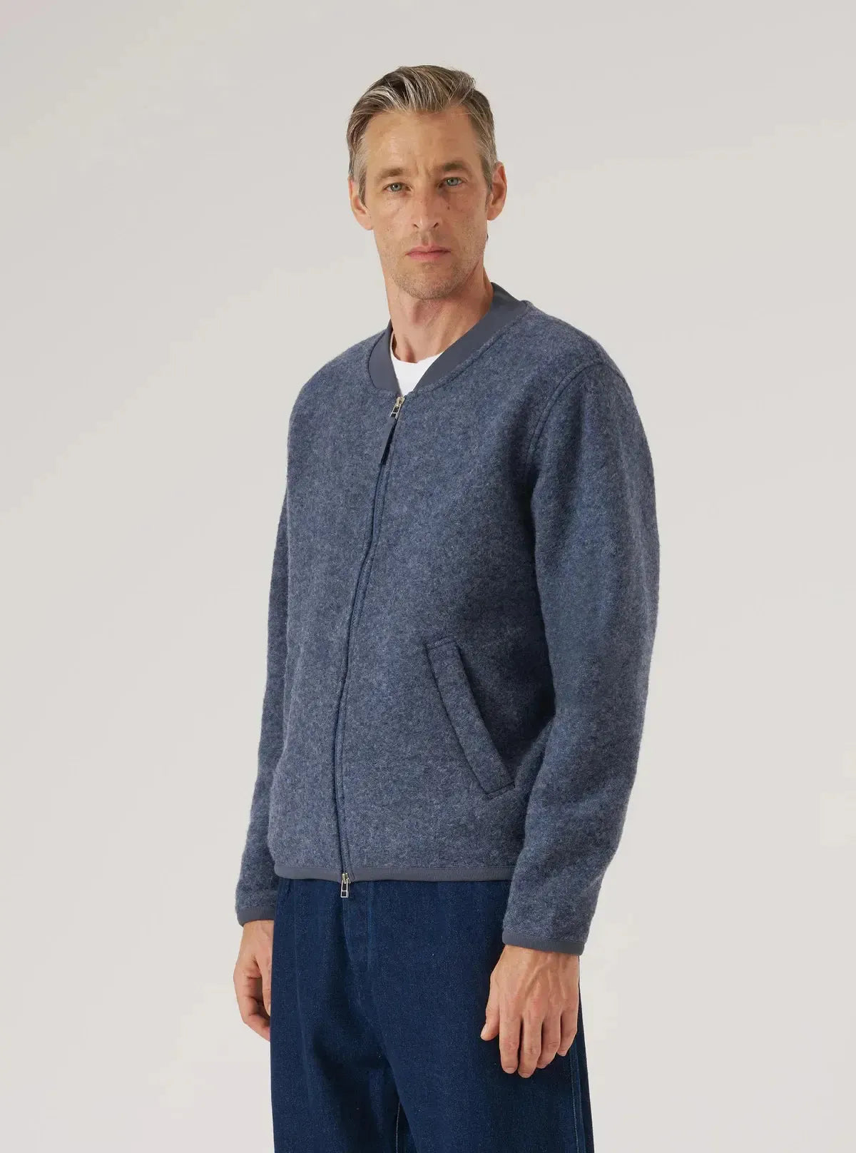 Zip Bomber Wool Fleece - Slate Blue-Universal Works-W2 Store