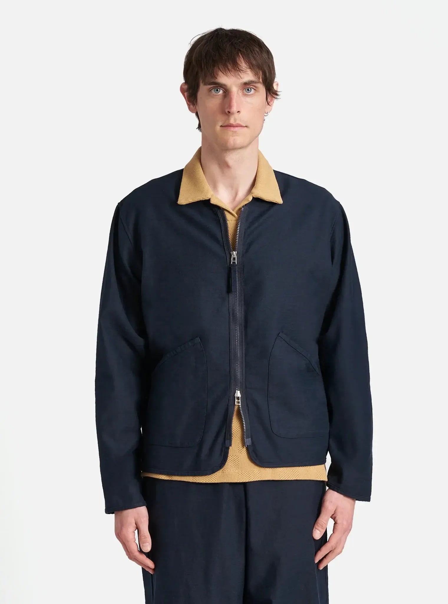 Zip Liner Jacket Slub Sateen - Navy-Universal Works-W2 Store