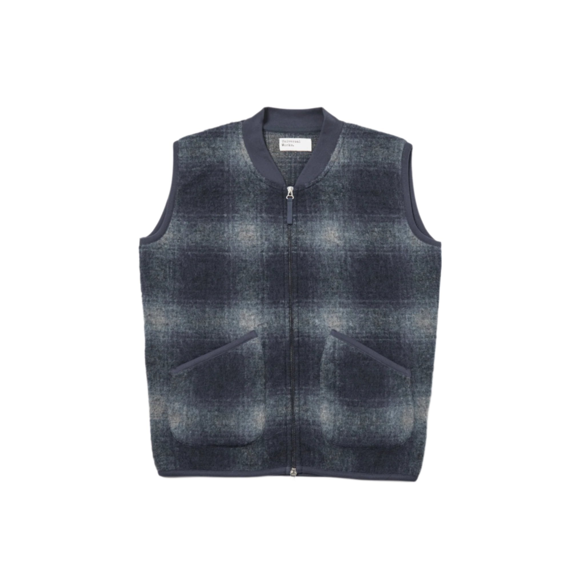 Zip Waistcoat Fresco Fleece - Navy/Grey-Universal Works-W2 Store