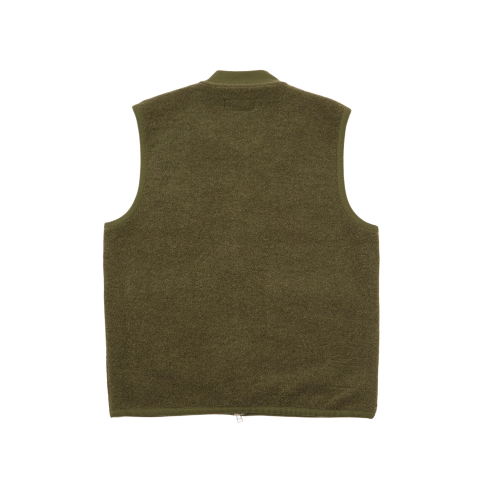 Zip Waistcoat Wool Fleece - Olive-Universal Works-W2 Store