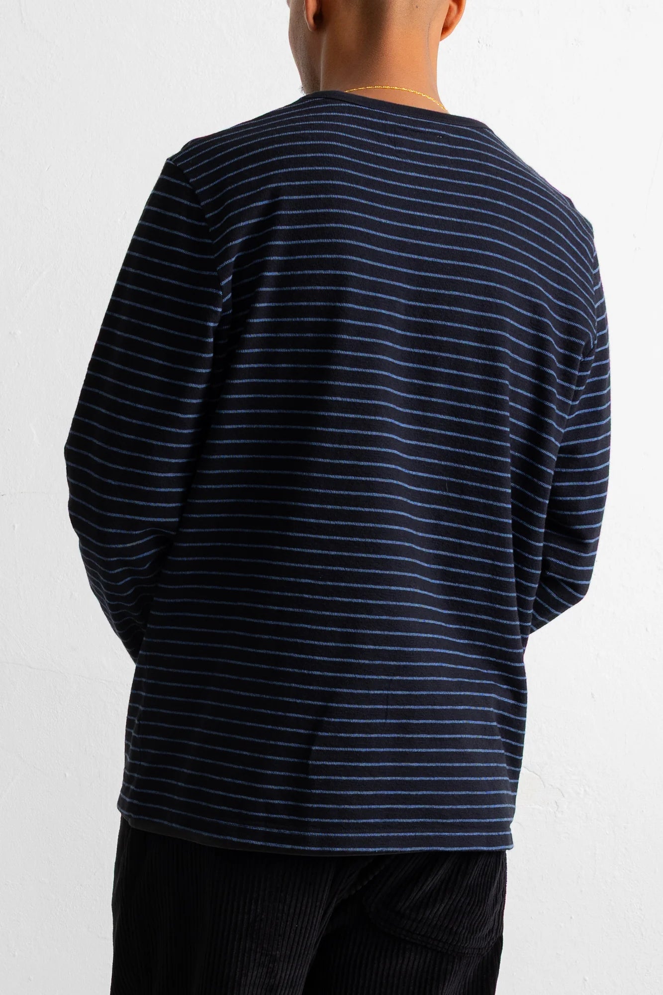 Longsleeve Textured Stripe T-Shirt - Black/Soft Blue