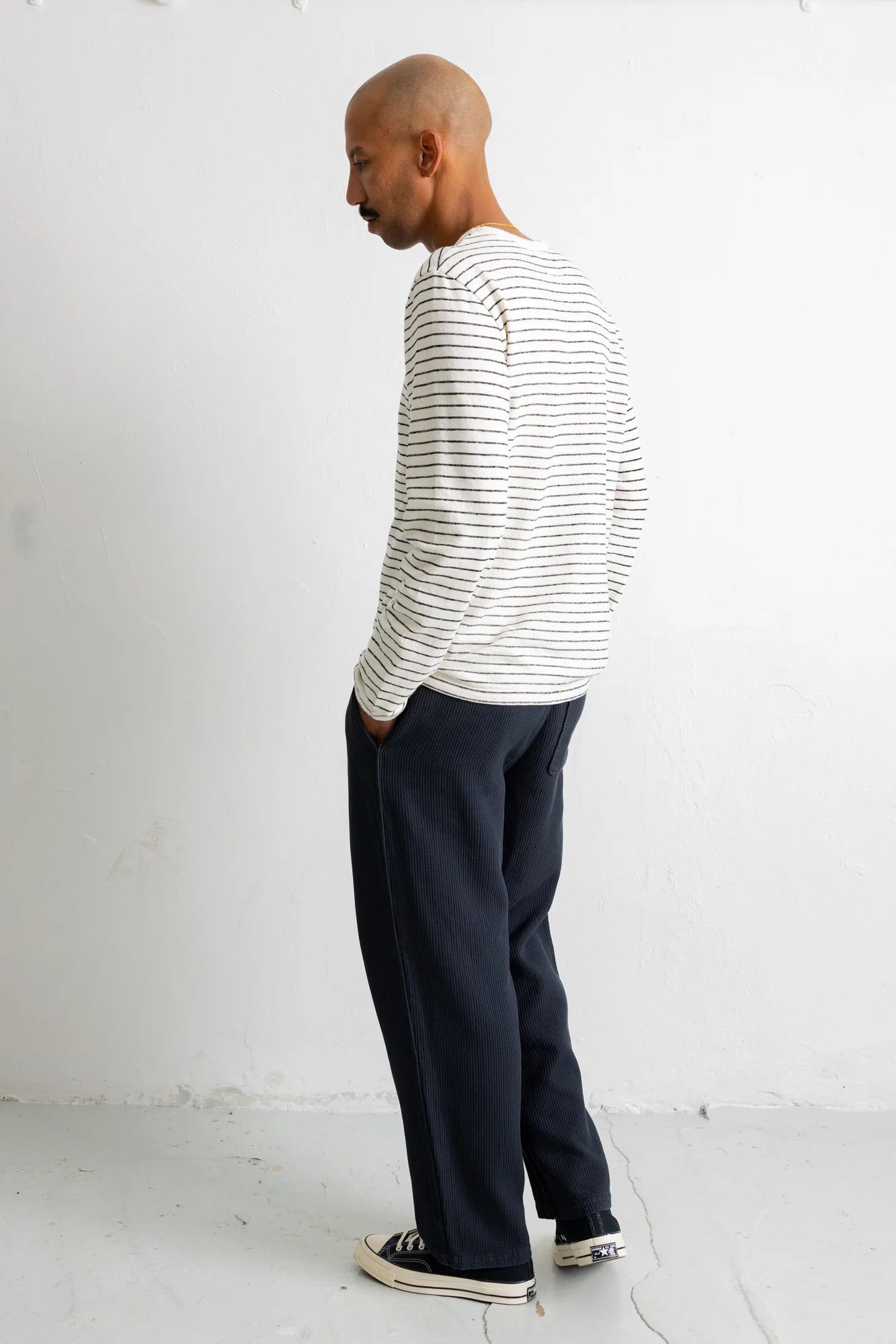 Longsleeve Textured Stripe T-Shirt - Ecru/Black