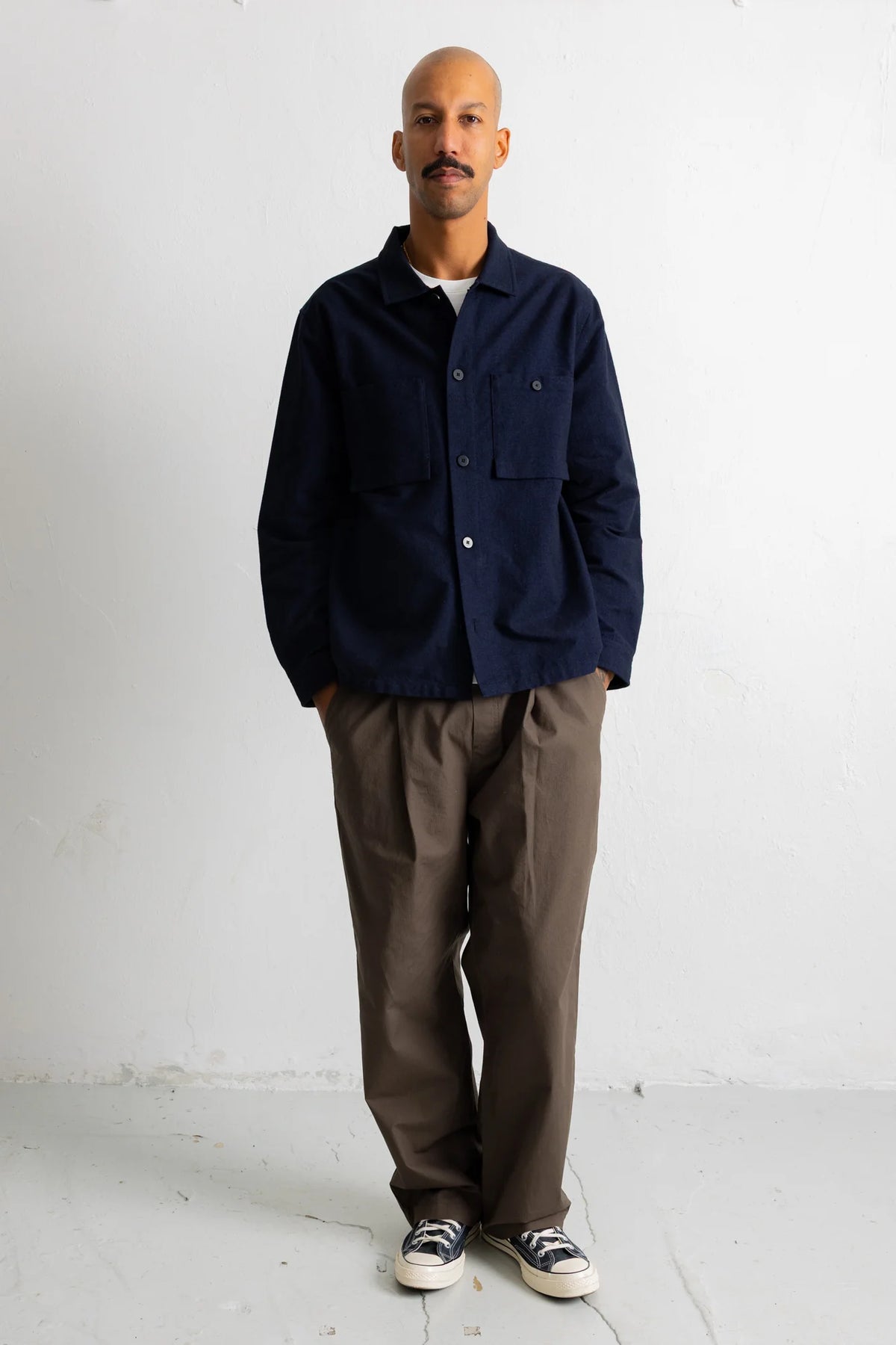Patch Overshirt - Navy Lightweight Moleskin