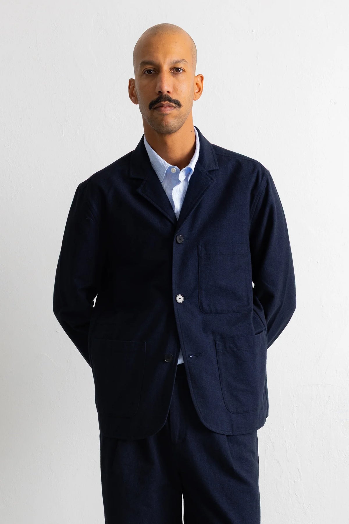 Wide Fit Blazer - Navy Lightweight Moleskin